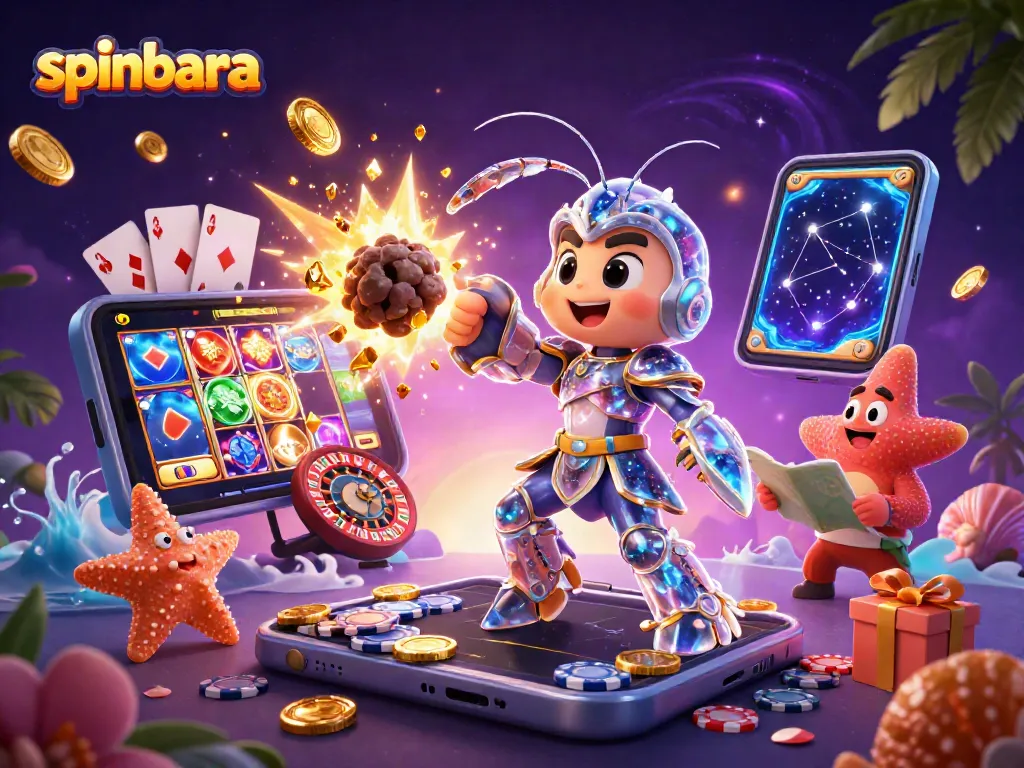 Spinbara invites players to unlock treasures with a galactic samurai-themed slot experience in a vibrant scene.