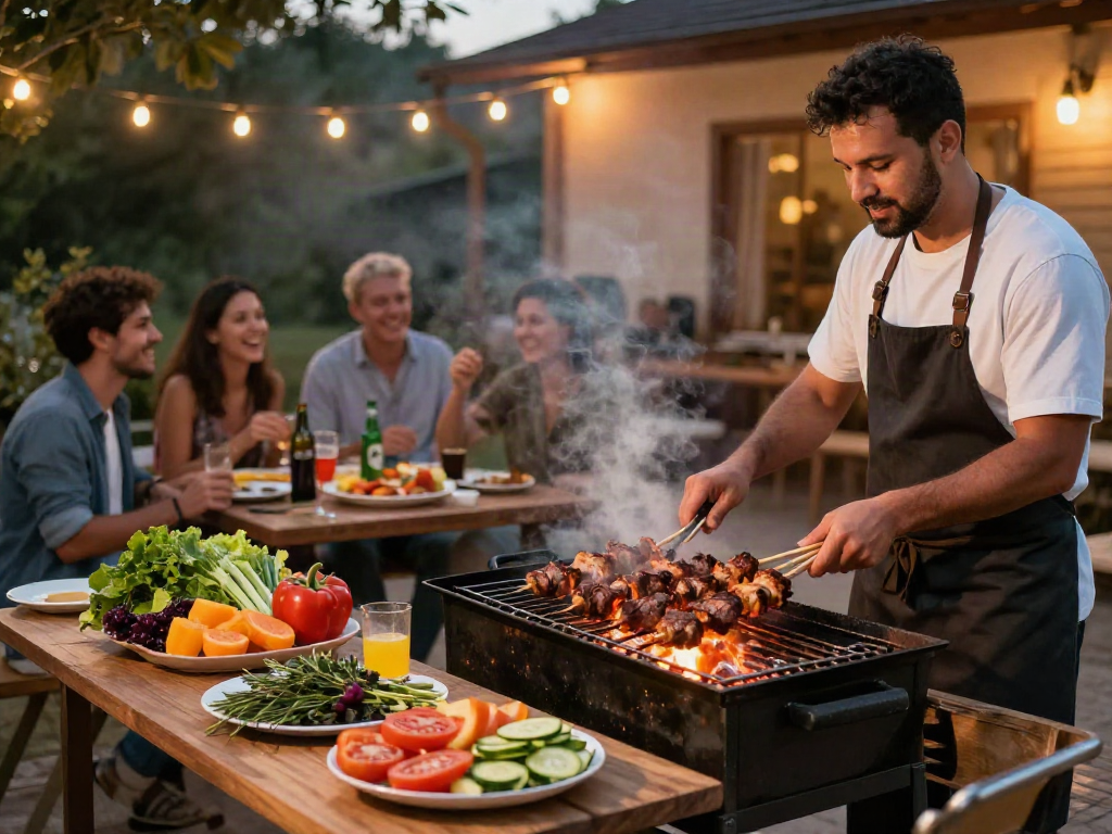 Enjoying flavorful rokok88 grilled meats with friends outdoors.