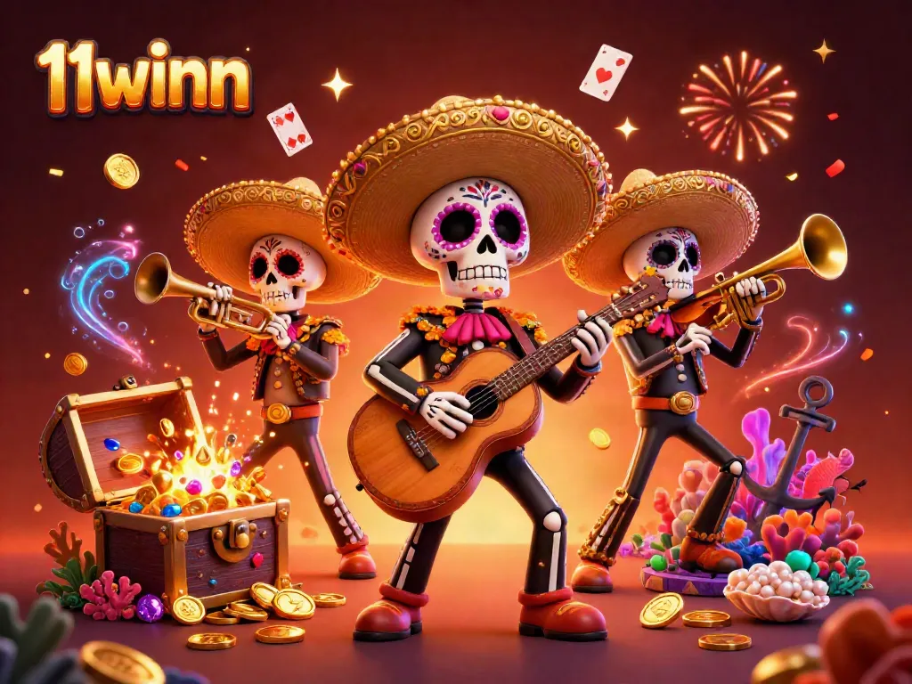 Experience the vibrant entertainment at 11winn with a lively mariachi band surrounded by casino elements.