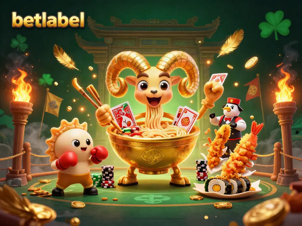 Engage in thrilling bets with betlabel's action-packed casino scene featuring vibrant characters.