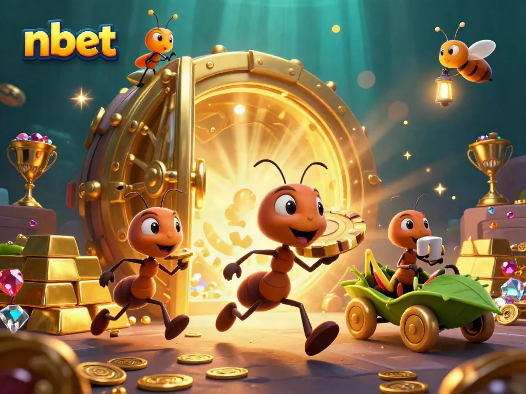 Ants in a heist for golden chips, showcasing nbet's excitement in gaming