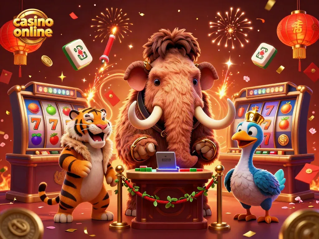 Disfruta de la experiencia emocionante en un casino online, donde un bouncer mamut controla la entrada.