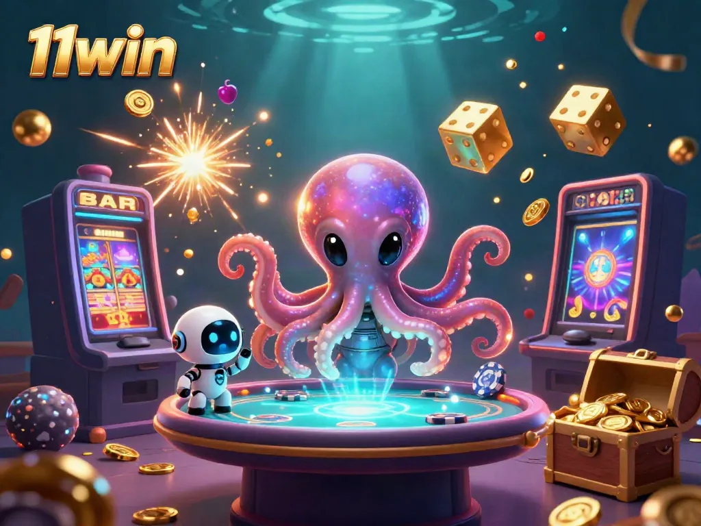 Experience thrilling gameplay with 11win’s alien octopus at a spectacular holographic poker table.