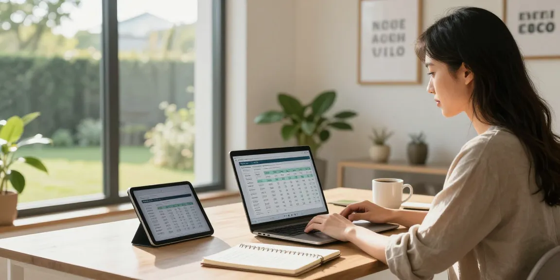 Simular hipoteca calculations in a bright home office with financial documents.