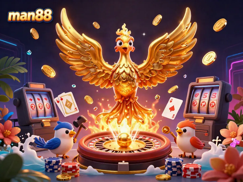 Experience thrilling gameplay at man88 with dynamic casino elements and a golden phoenix.