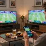 CM88 user placing live bets on sports events via app, showcasing excitement in online gambling.