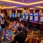 Players enjoying exciting games at MM88 casino floor with vibrant slot machines and live action.
