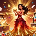 Spin to win with rr88's vibrant online casino experience featuring dazzling golden coins and captivating game elements.