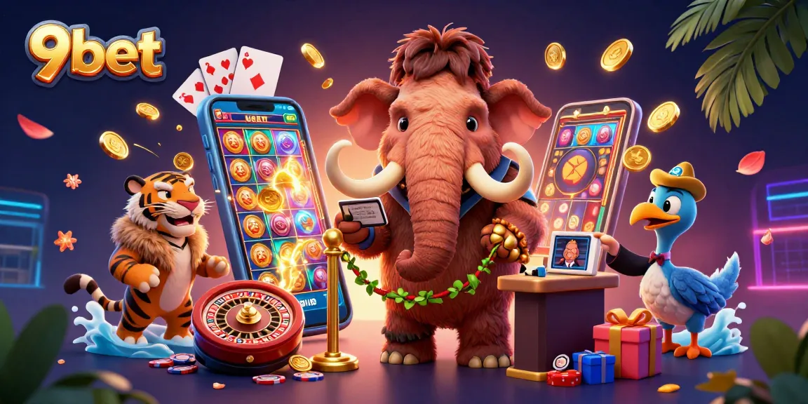 Experience the excitement at 9bet with cartoon mammoth bouncer, tiger VIP, and dodo doorman.