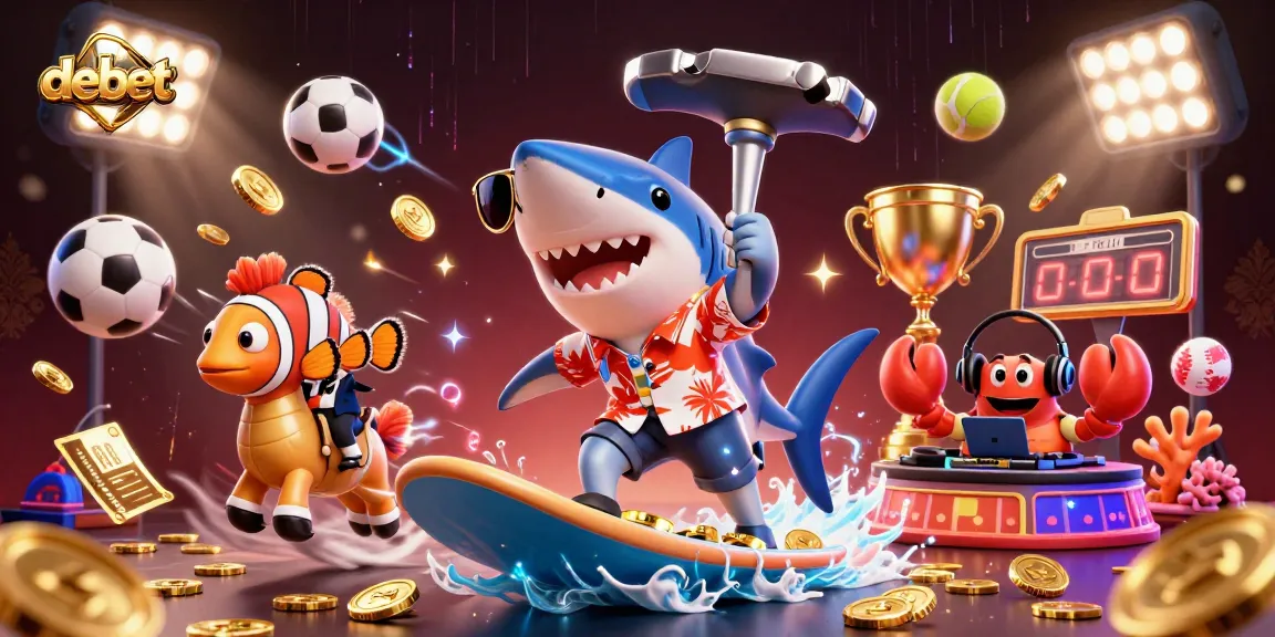 Bet on debet with a vibrant scene featuring colorful sea creatures and dynamic sports elements.