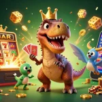 Experience thrilling gameplay with Lode88 link featuring friendly dinosaur characters in vibrant casinos.