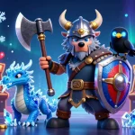dabet's thrilling slot adventure featuring a Viking warrior, fierce dragon, and arcade elements.