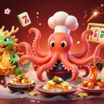 Engage with the thrilling world of 79kingtop featuring a lively casino scene with digital illustrations of exciting games.