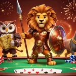 Engage in thrilling gaming at datum with vibrant poker elements and heroic characters.