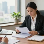 A lawyer providing consultation right here in a well-lit office.
