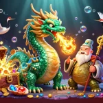 tx88 showcases a thrilling casino scene with a jade dragon and vibrant slot elements.